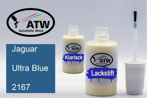 Jaguar, Ultra Blue, 2167: 20ml Lackstift + 20ml Klarlack - Set, von ATW Autoteile West.